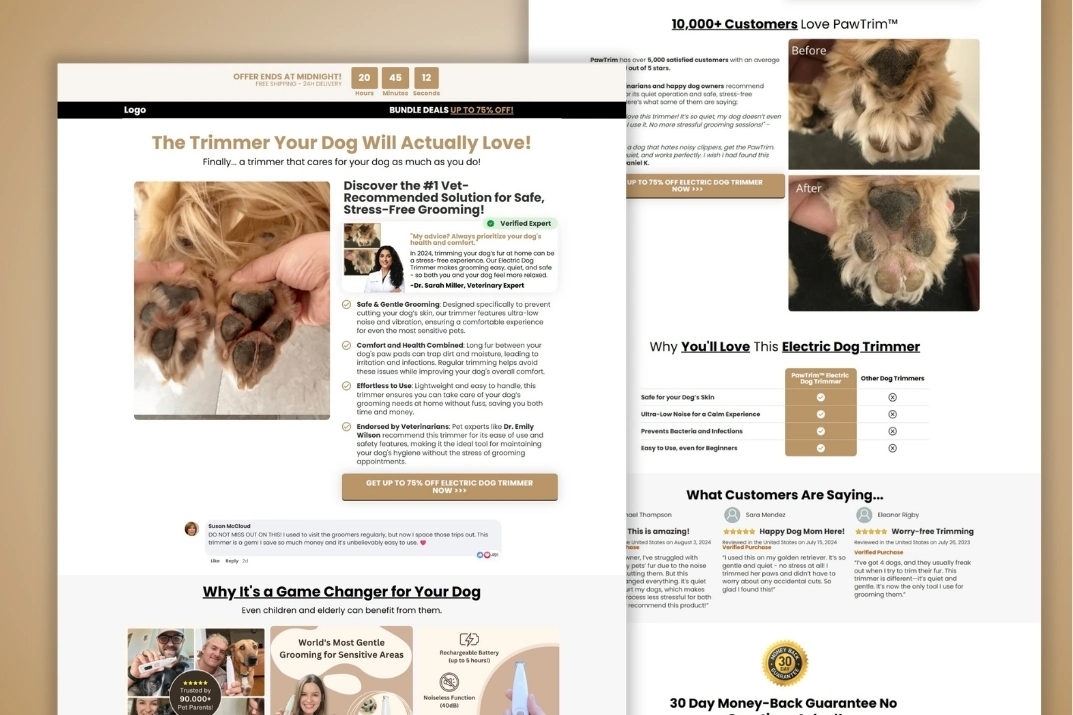 ELECTRIC DOG TRIMMER Funnelish Sales Funnel Template Modern, Clean & High-Converting